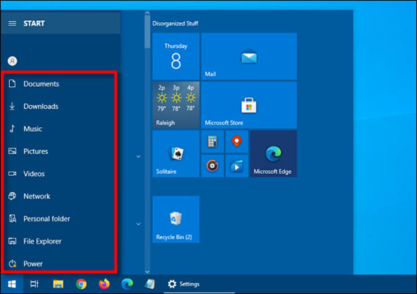 如何在Windows 10上将文件夹快捷方式添加到开始菜单的左侧边栏(8)