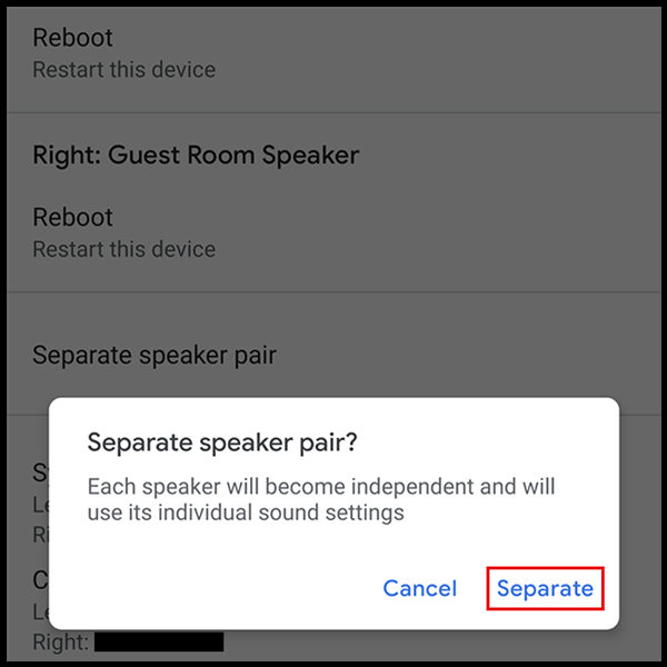 如何取消立体声对中的Google Assistant扬声器的配对(4)