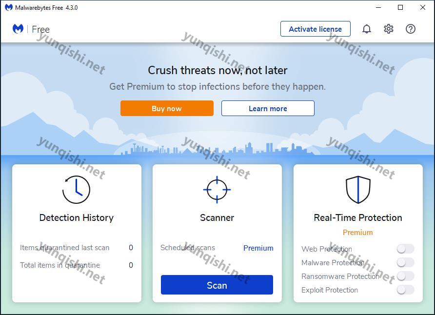 Malwarebytes请考虑Anti-Malware Premium及其即时实时扫描程序（自动防止恶意软件和网站）