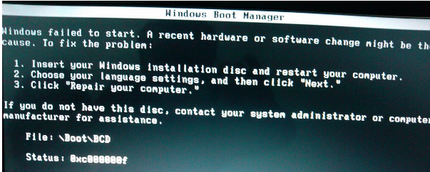 u盘装系统win7提示“BOOT\BCD 0xc000000f”错误的解决办法