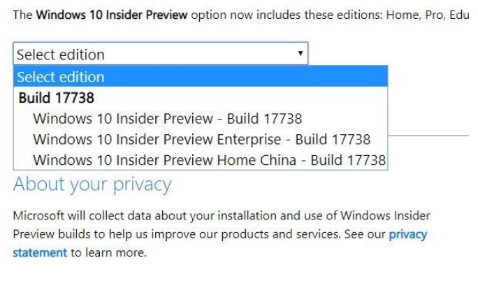 微软发布Windows10 RS5 Build 17738 ISO镜像