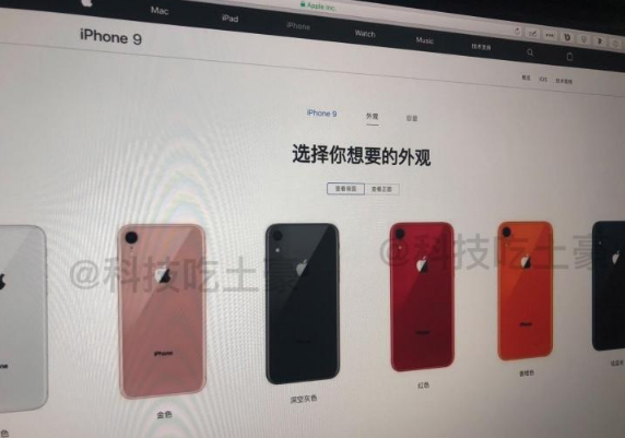 似苹果iPhone9在中国的购买页面曝光：6种配色，三款新机型