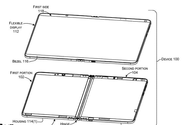 美国专利局USPTO披露微软Surface仙女座：新型铰链，柔性双屏