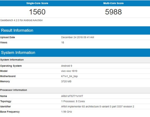 搭载联发科P70vivo新手机跑分曝光