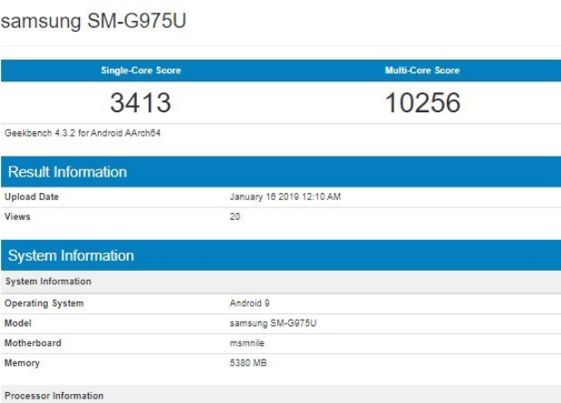 三星Galaxy S10 +跑分出现在Geekbench上