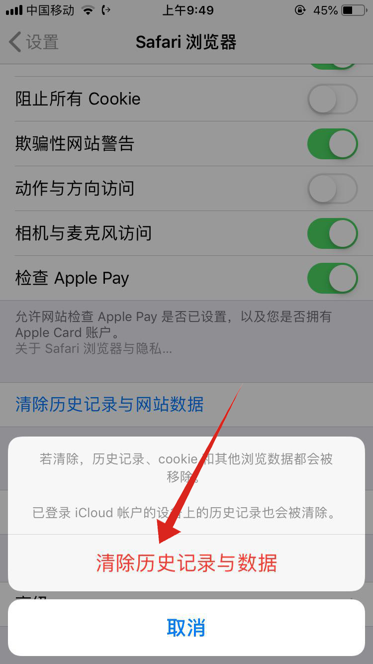 苹果手机怎样清理浏览过的网站和数据(3)