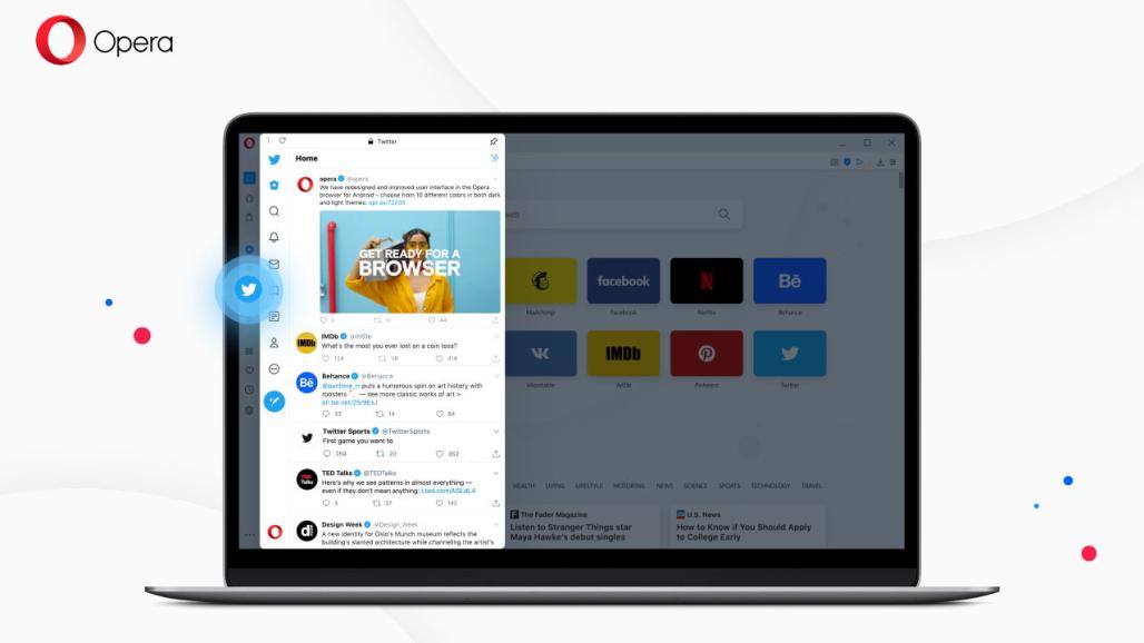 最新的Opera浏览器内置了Twitter