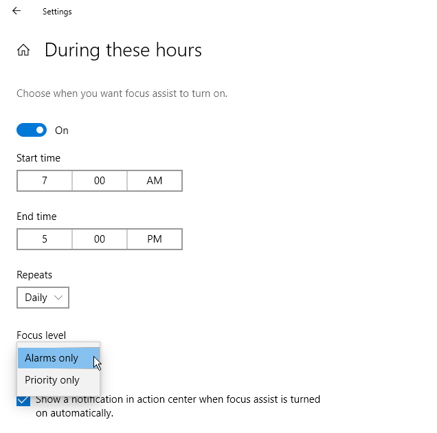 如何使用Windows 10的Focus Assist通知静音(4)
