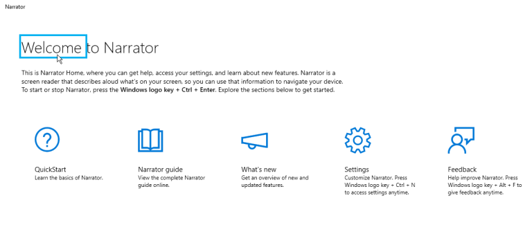 如何使用Windows 10的讲述人朗读屏幕(3)