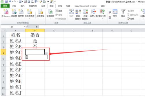 excel文档在一个格子选择内容(3)