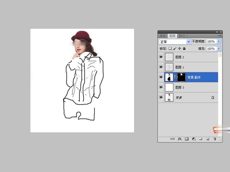 ps照片人物衣服怎么制作成简笔画效果(4)
