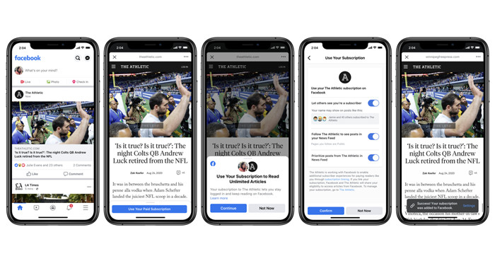 Facebook测试工具可让订阅者登录新闻网站(1)
