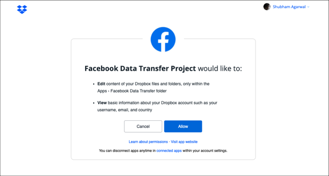 如何将您的Facebook照片和视频传输到Dropbox(7)