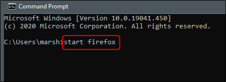 如何在Windows 10上使用命令提示符打开Mozilla Firefox(1)