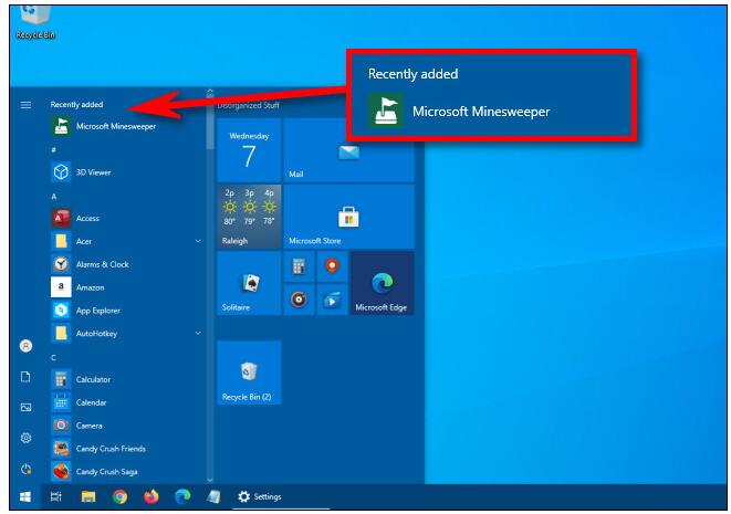 如何在Windows 10的开始菜单中删除最近添加的应用程序(1)