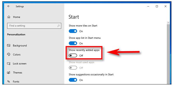 如何在Windows 10的开始菜单中删除最近添加的应用程序(5)