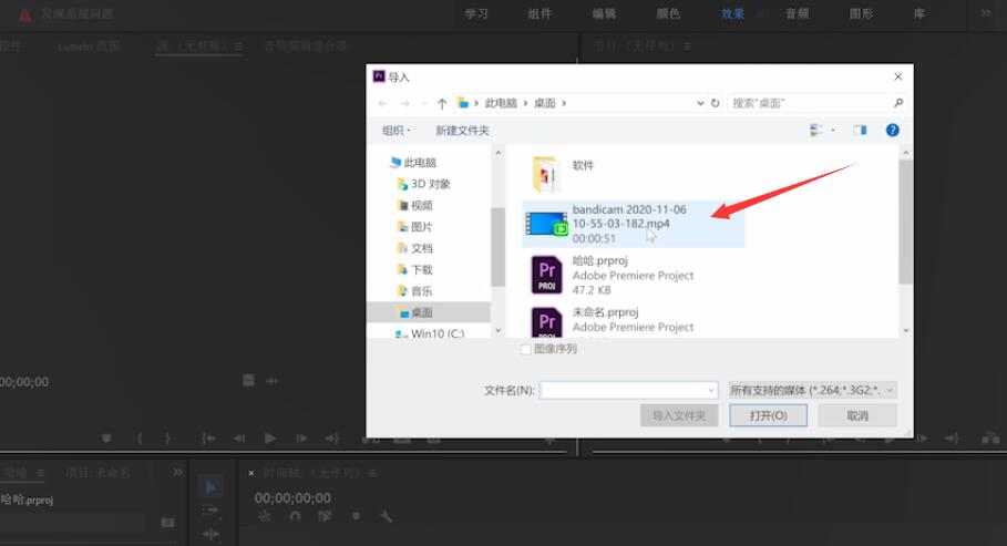 pr软件怎么导入视频(4)