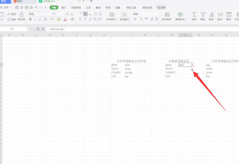 怎么转变excel的英文字母大小写(4)
