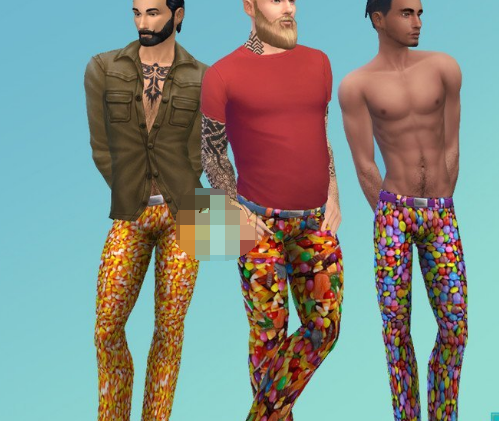 模拟人生4男士彩色糖果长裤MOD