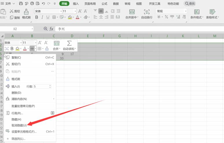 怎样取消表格隐藏部分(3)