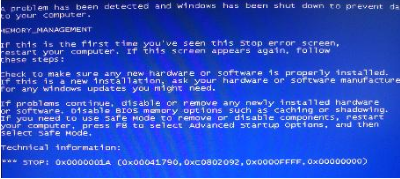 电脑显示0x0000001a蓝屏代码解决方法(1)