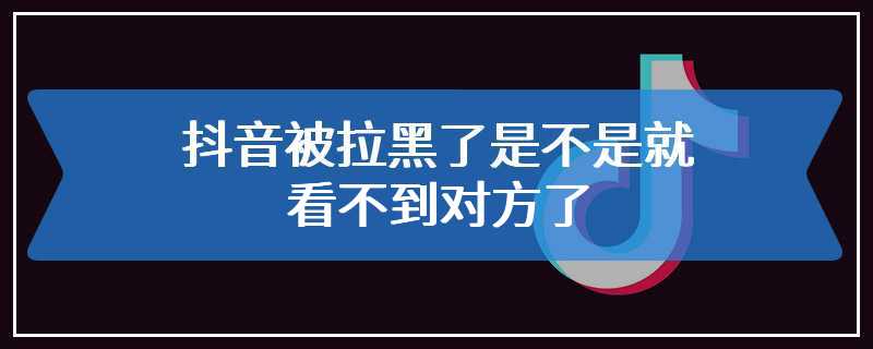 抖音被拉黑了是不是就看不到对方了