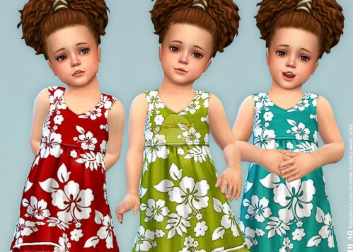 模拟人生4小女孩美丽的印花连衣裙MOD