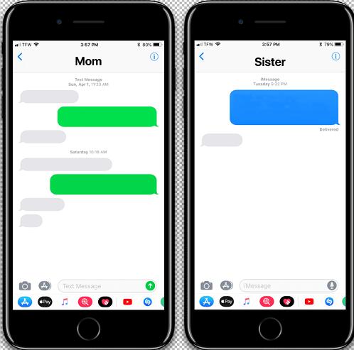 苹果短信蓝色和绿色有什么区别(1)