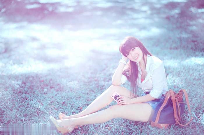 photoshop为绿草中的美女加上梦幻的青蓝色教程(32)