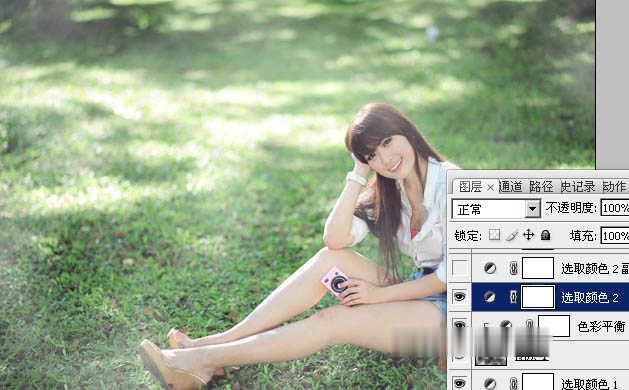 photoshop为绿草中的美女加上梦幻的青蓝色教程(10)