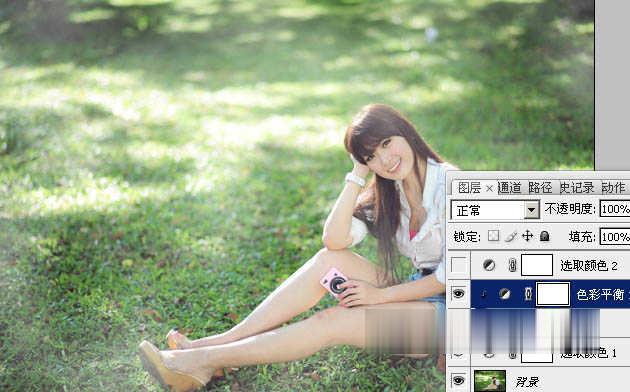 photoshop为绿草中的美女加上梦幻的青蓝色教程(7)