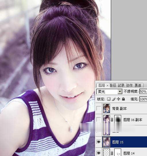 Photoshop如何为美女图片调制出粉嫩的淡紫色效果(24)