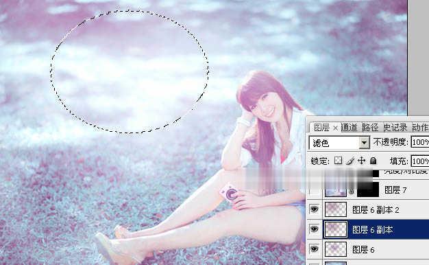 photoshop为绿草中的美女加上梦幻的青蓝色教程(28)