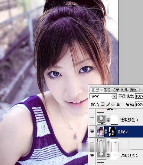 Photoshop如何为美女图片调制出粉嫩的淡紫色效果(12)