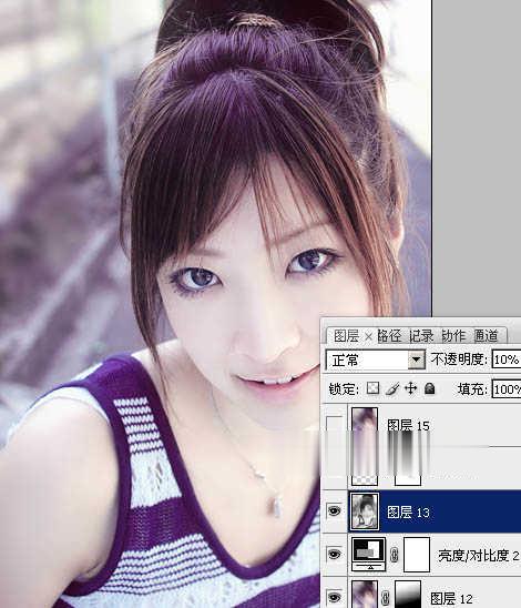 Photoshop如何为美女图片调制出粉嫩的淡紫色效果(22)