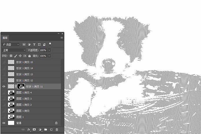 photoshop快速制作黑白版画效果的个性狗狗图片教程(10)