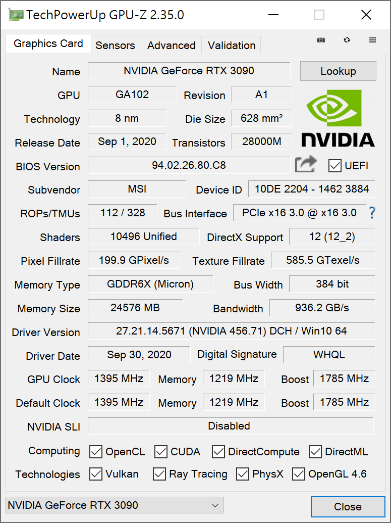 MSI RTX 3090 GAMING X TRIO 24G