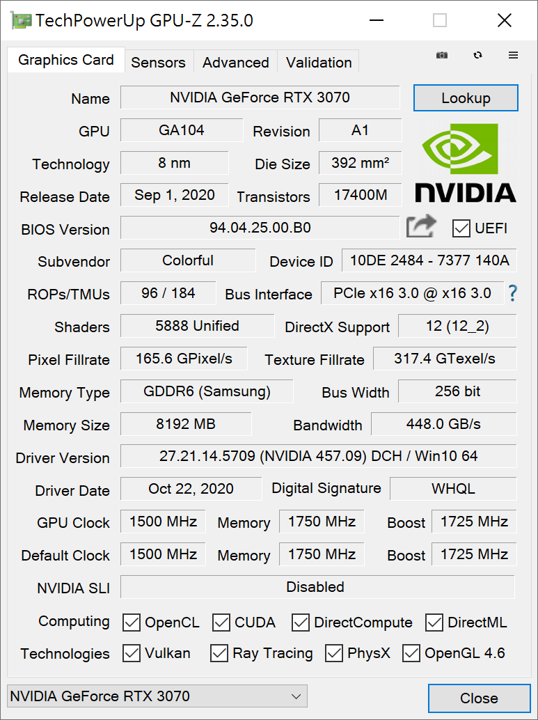 iGame GeForce RTX 3070 Advanced