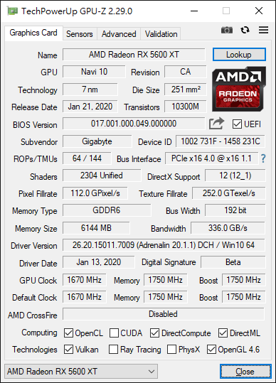 WindForce 三风扇散热器 GIGABYTE Radeon RX 5600 XT Gaming OC(15)