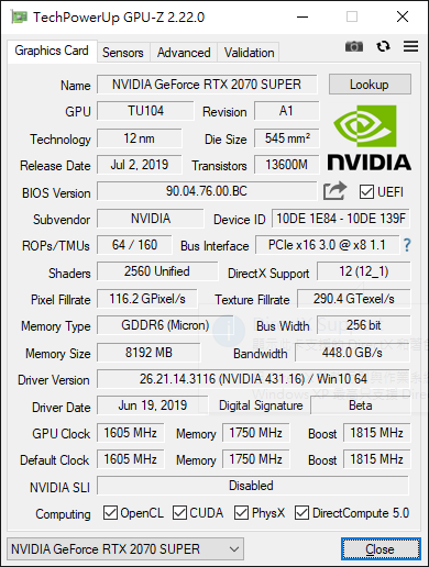 RTX 2070 SUPREME