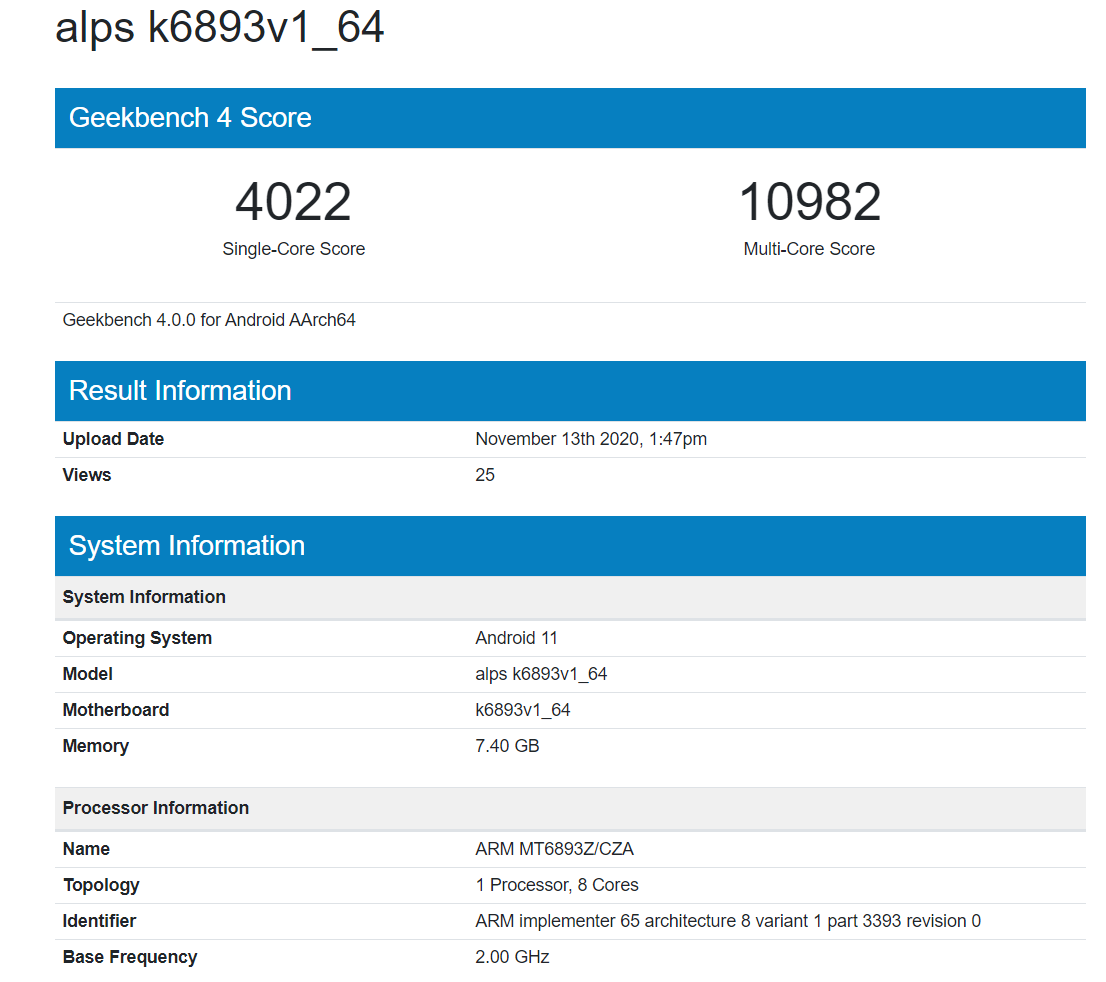 联发科神秘 6nm 处理器 MT6893 跑分流出，Cortex-A78 核心强炸(1)