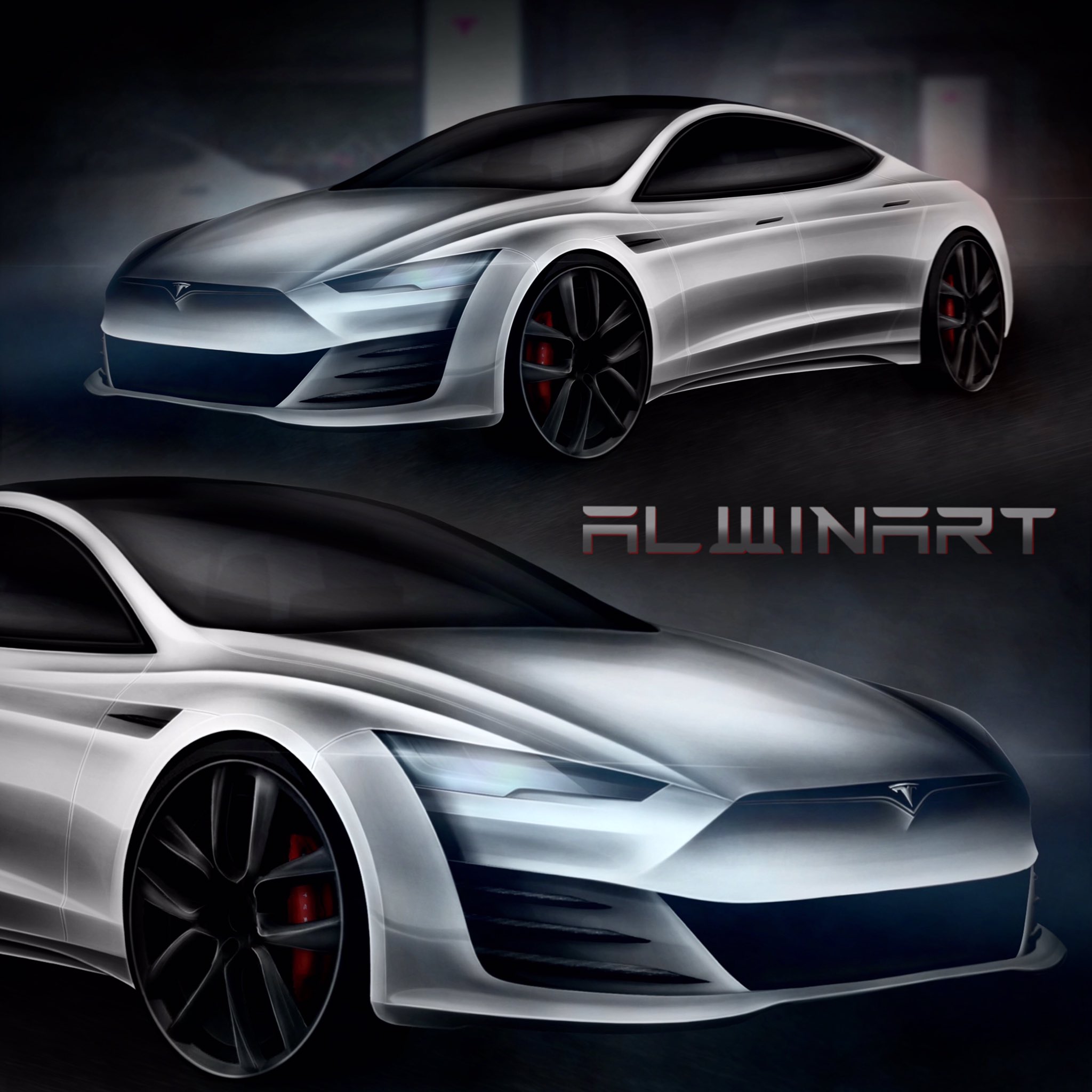 新一代 Tesla Model S 渲染图，外型更兇更恶(1)