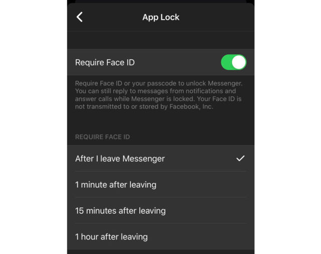 Facebook Messenger 将加入：Face ID 或 Touch ID 解锁(1)