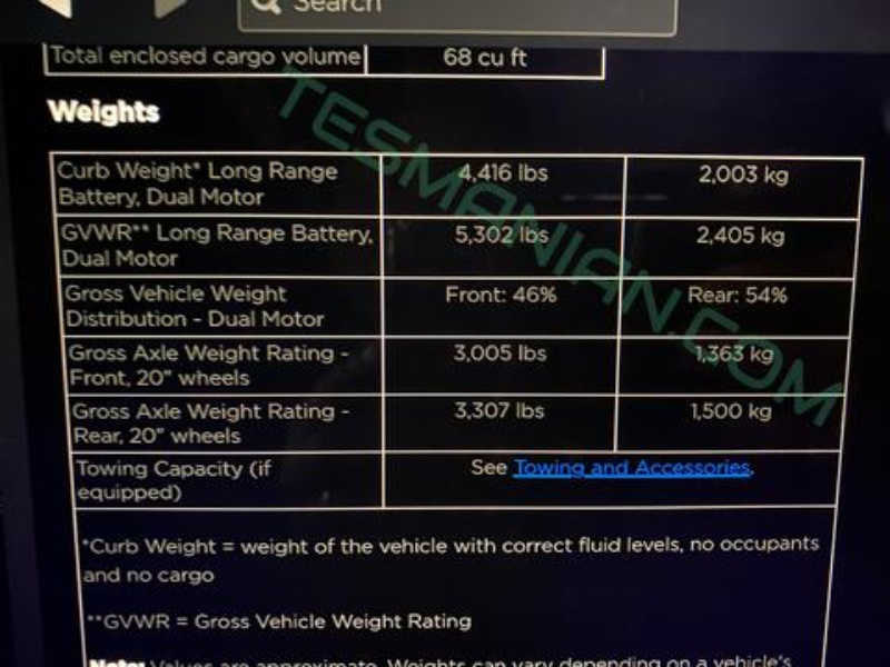 Tesla Model Y 真实尺寸重量曝光(2)