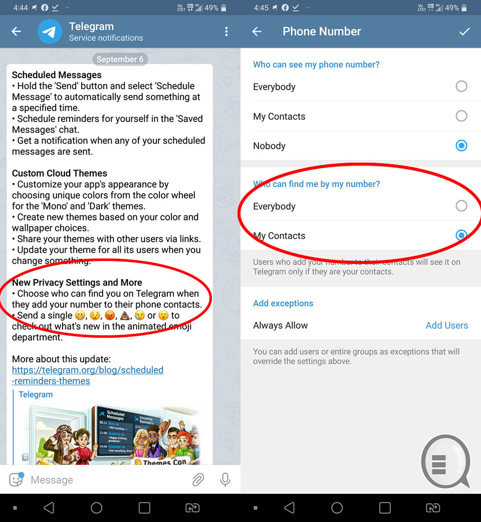 Telegram 推出极重要更新，堵塞个人资料被洩漏！(1)