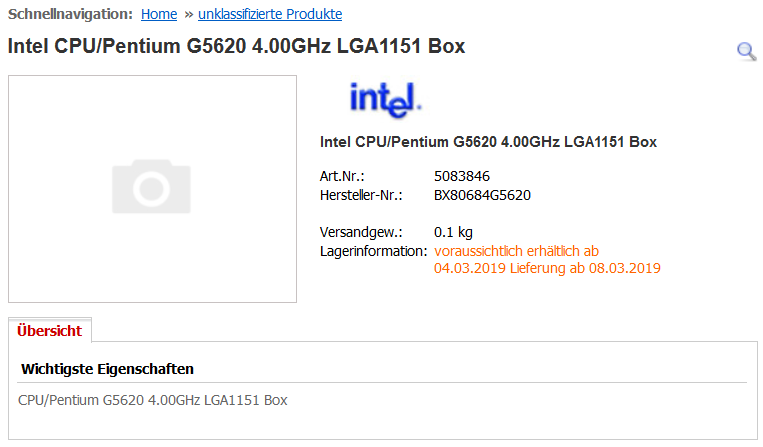 传 Intel 将推出 Pentium Gold G5620 时脉首度达到 4GHz(1)