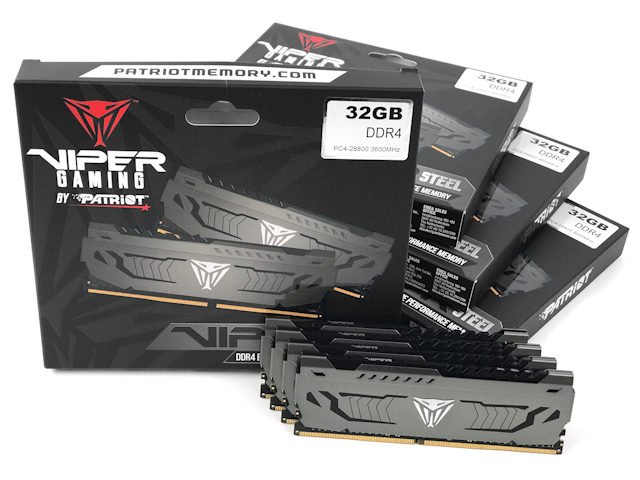採用 MJR 颗粒、单条 32GB Patriot Viper Steel DDR4-3600 32GB x4 评测