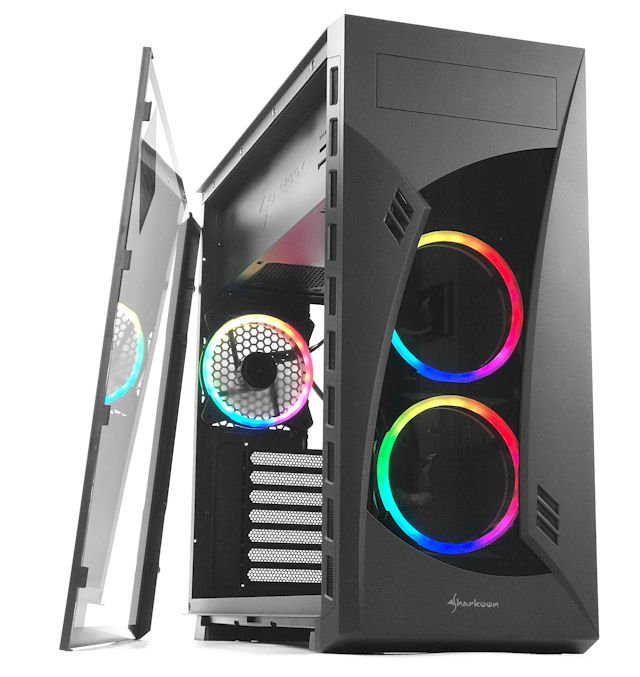 ARGB 灯效、夜鲨鳍造型 Sharkoon NIGHT SHARK Mid-Tower 机箱