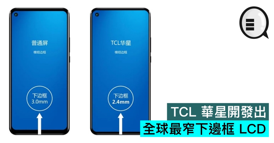 TCL 华星开发出全球最窄下边框 LCD