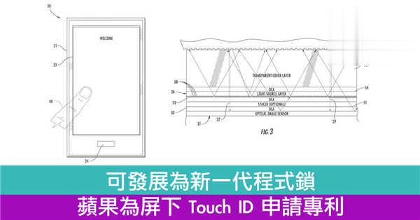 可发展为新一代程式锁　苹果为屏下 Touch ID 申请专利